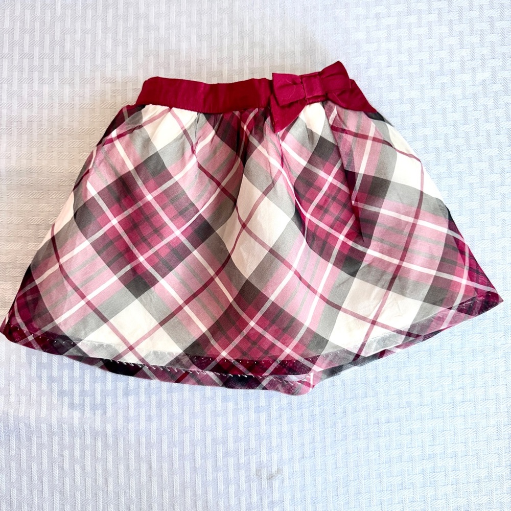 Janie‎ and Jack Baby Girl Red Plaid Holiday Skirt Bow Tulle 6-12 Months